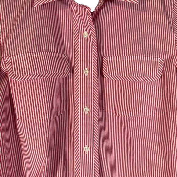 Orvis Red & White Striped Long Sleeve Cotton Blend Button Down Shirt Men Sz M - Picture 4 of 9